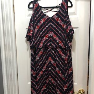 Maurices floral chevron dress w cut out sleeve Sz3